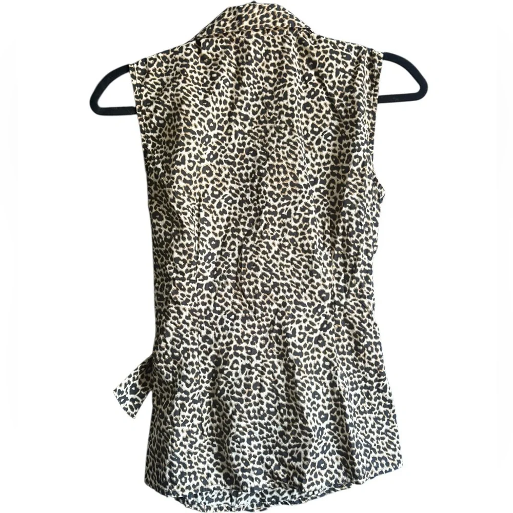 Express Cheetah Print Wrap Tie Front Blouse - Picture 2 of 5